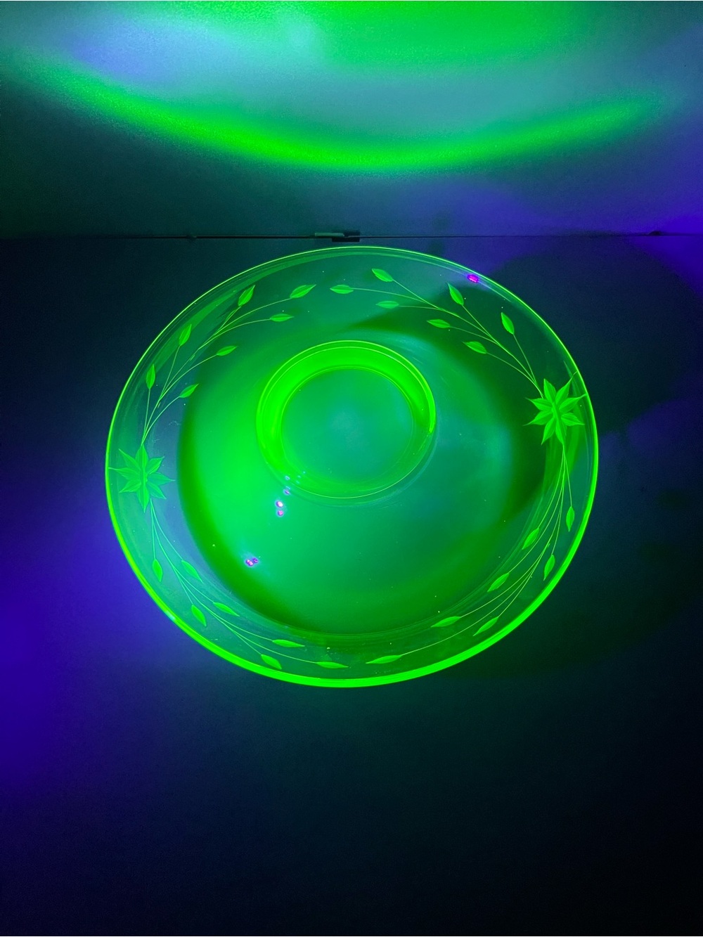 Uranium Glass Console Bowl